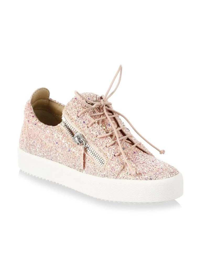 商品Giuseppe Zanotti|Giuseppe Zanotti - May London Double-Zip Glitter Leather Sneakers,价格¥1950,第2张图片详细描述