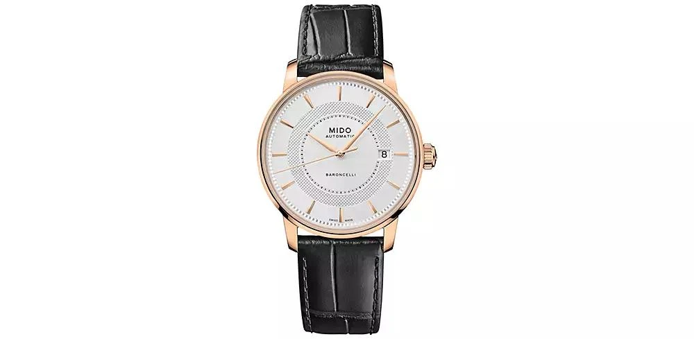 商品MIDO|Men's Swiss Automatic Baroncelli II Signature Black Leather Strap Watch 39mm,价格¥7639,第1张图片