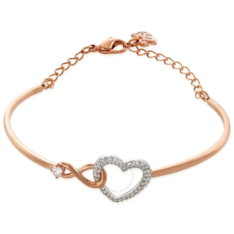 商品Swarovski|Mixed Metal Finish White Infinity Heart Adjustable Bangle,价格¥698,第1张图片
