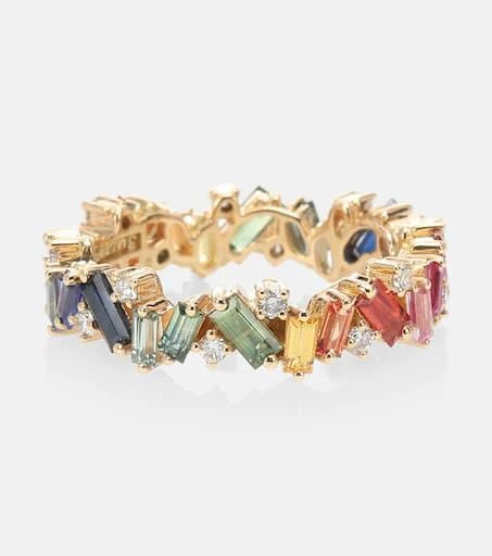 商品Suzanne Kalan|Rainbow Frenzy 18kt gold, diamond and sapphire ring,价格¥38066,第1张图片