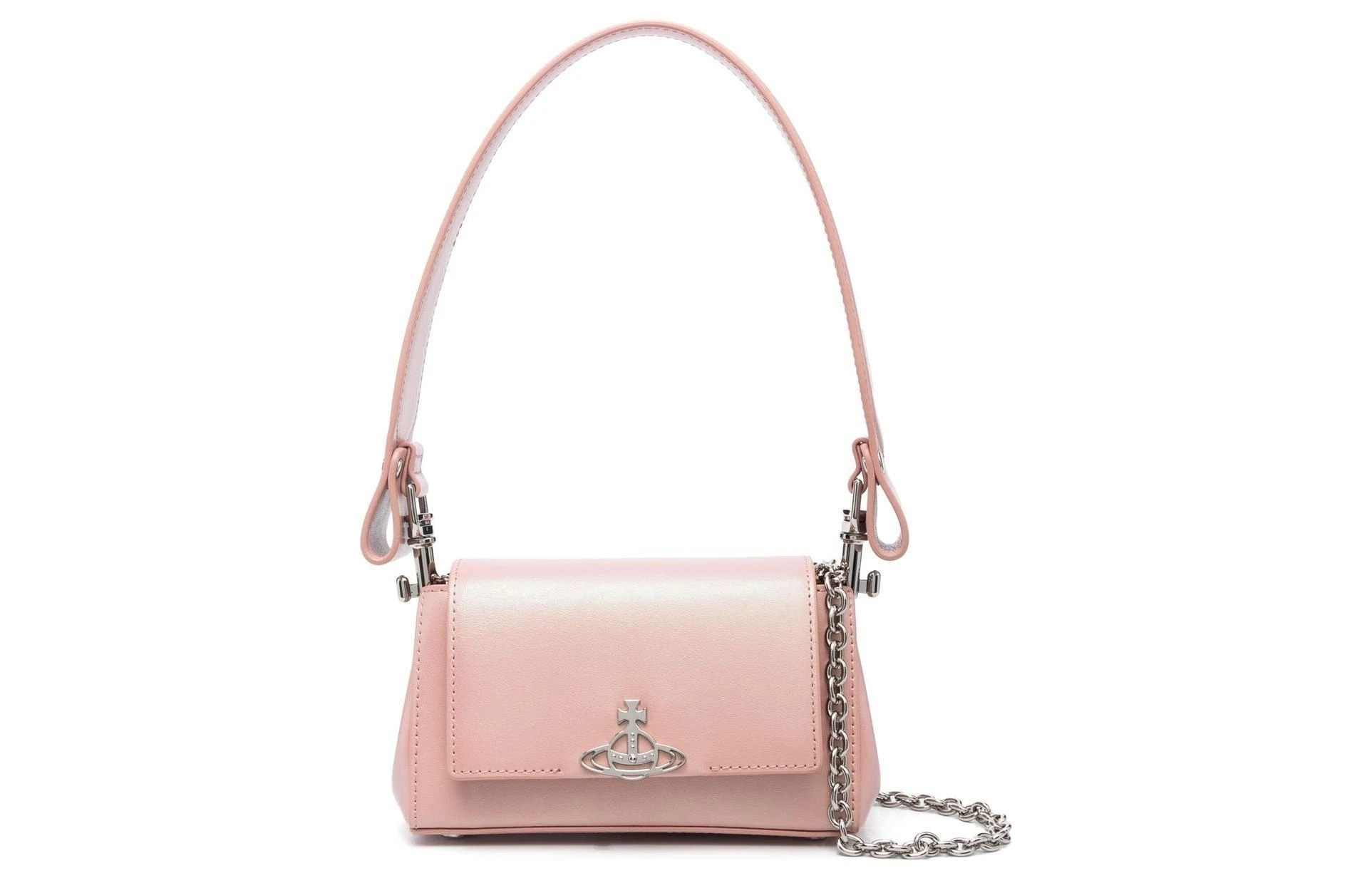 商品[国内直发] Vivienne Westwood|HAZEL 土星Logo 光面小牛皮 腋下包法棍包单肩手提包 小号 女款 珠光粉,价格¥3577,第1张图片