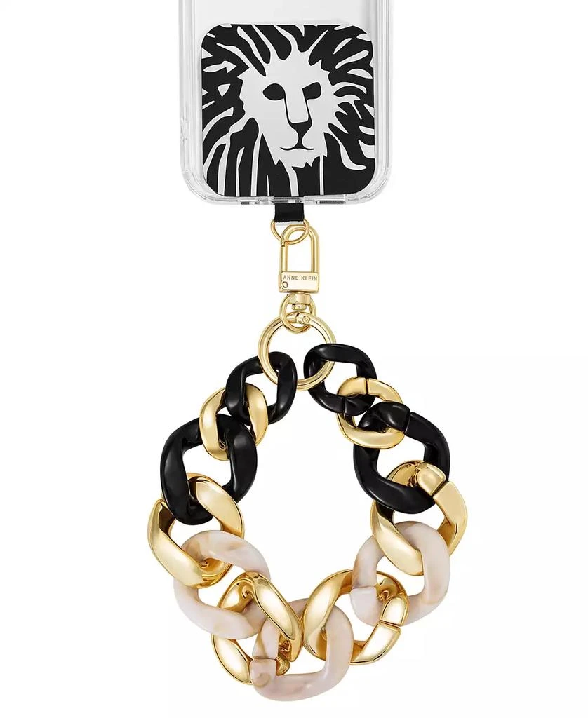 商品Anne Klein|Women's Black and Ivory Acetate with Gold-Tone Alloy Metal Chain Link Wrist Strap designed for iPhone®,价格¥157,第4张图片详细描述