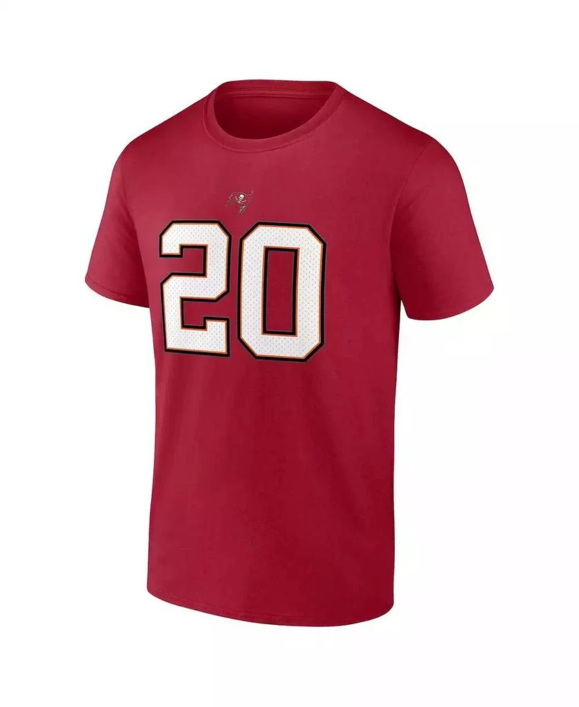 商品Fanatics|Men's Ronde Barber Red Tampa Bay Buccaneers Retired Player Icon Name and Number T-shirt,价格¥262,第2张图片详细描述