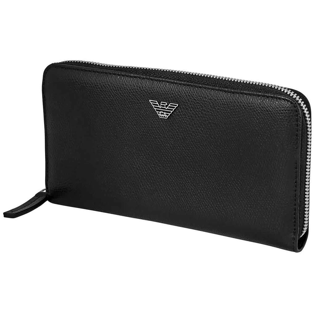 商品Emporio Armani|Mens Soft Saffiano Leather Zip Around Wallet in Black,价格¥697,第1张图片