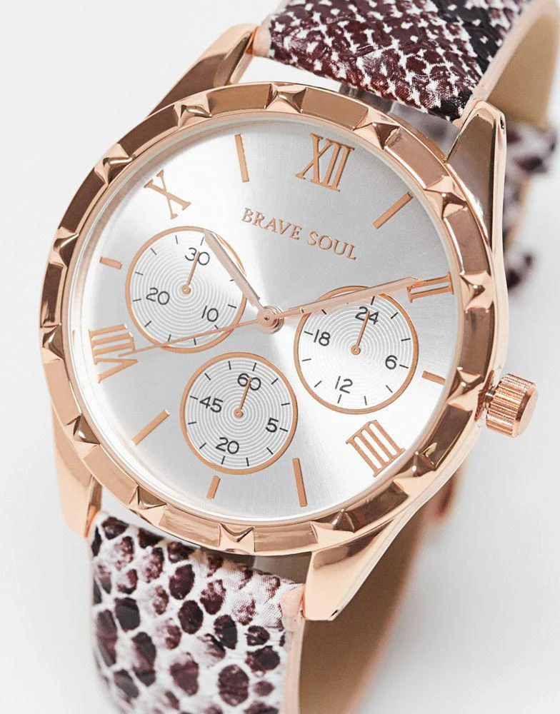 商品Brave Soul|Brave Soul multi-dial watch in faux snakeskin and rose gold,价格¥105,第1张图片