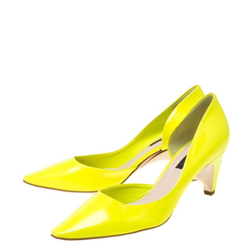 商品[二手商品] Louis Vuitton|Louis Vuitton Flourescent Leather Pointed Toe D'orsay Pumps Size 36,价格¥1404,第4张图片详细描述