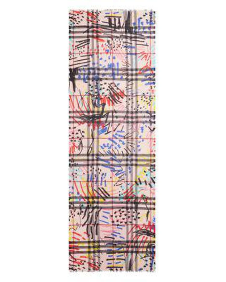 商品Burberry|Graffiti Print Check Scarf,价格¥2519,第3张图片详细描述