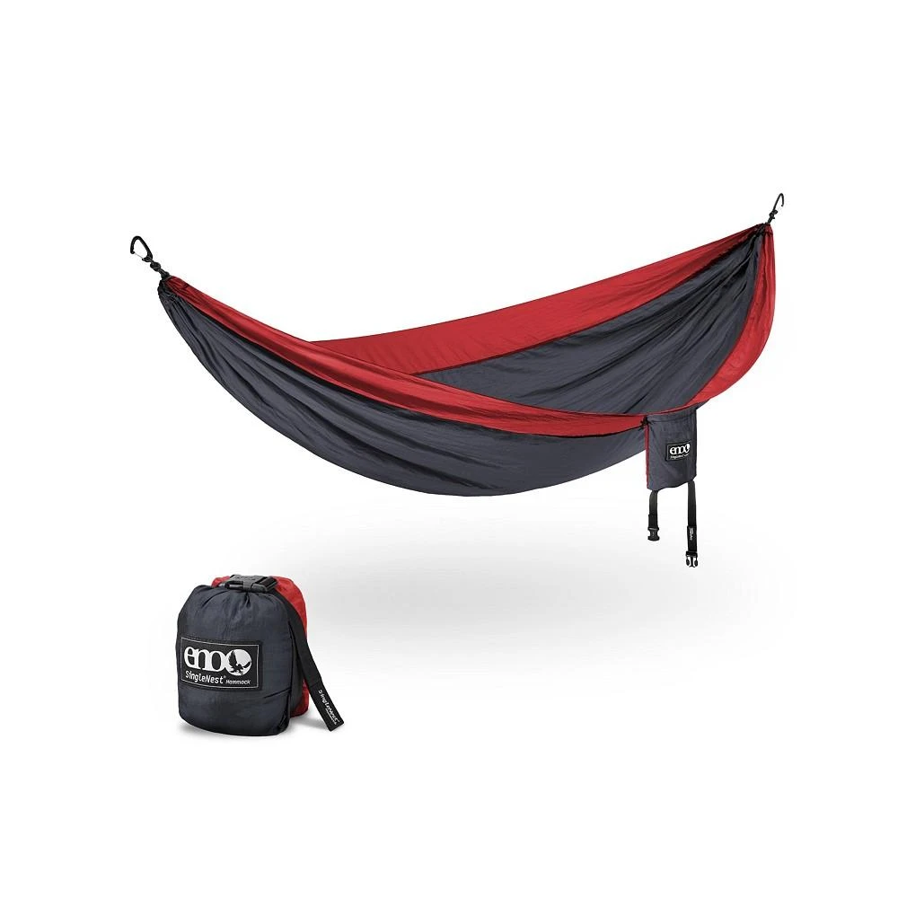 商品ENO|SingleNest Hammock - Lightweight, 1 Person Portable Hammock - For Camping, Hiking, Backpacking, Travel, a Festival, or the Beach - Charcoal/Red,价格¥409,第1张图片