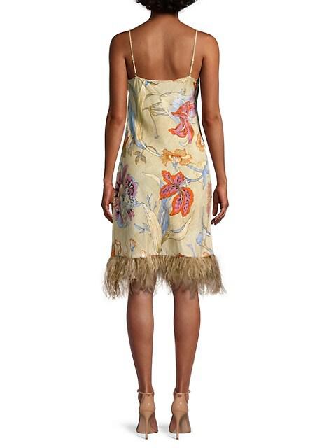Miki Floral Feather-Trim Slip dress商品第5张图片规格展示