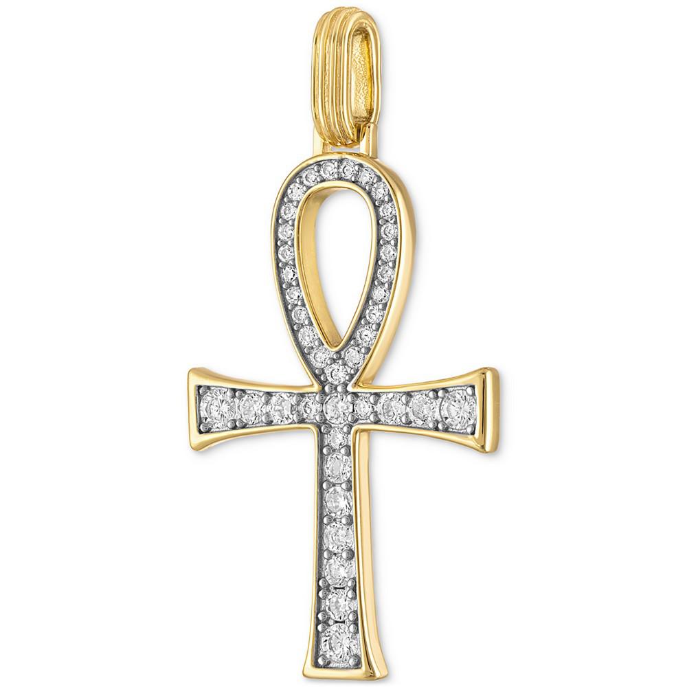 Cubic Zirconia Ankh Pendant in 14k Gold-Plated Sterling Silver, Created for Macy's商品第2张图片规格展示