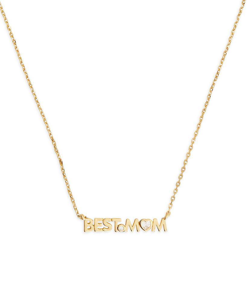 商品Kate Spade|Love You, Mom Cubic Zirconia Best Mom Pendant Necklace in Gold Tone, 17"-20",价格¥291,第1张图片
