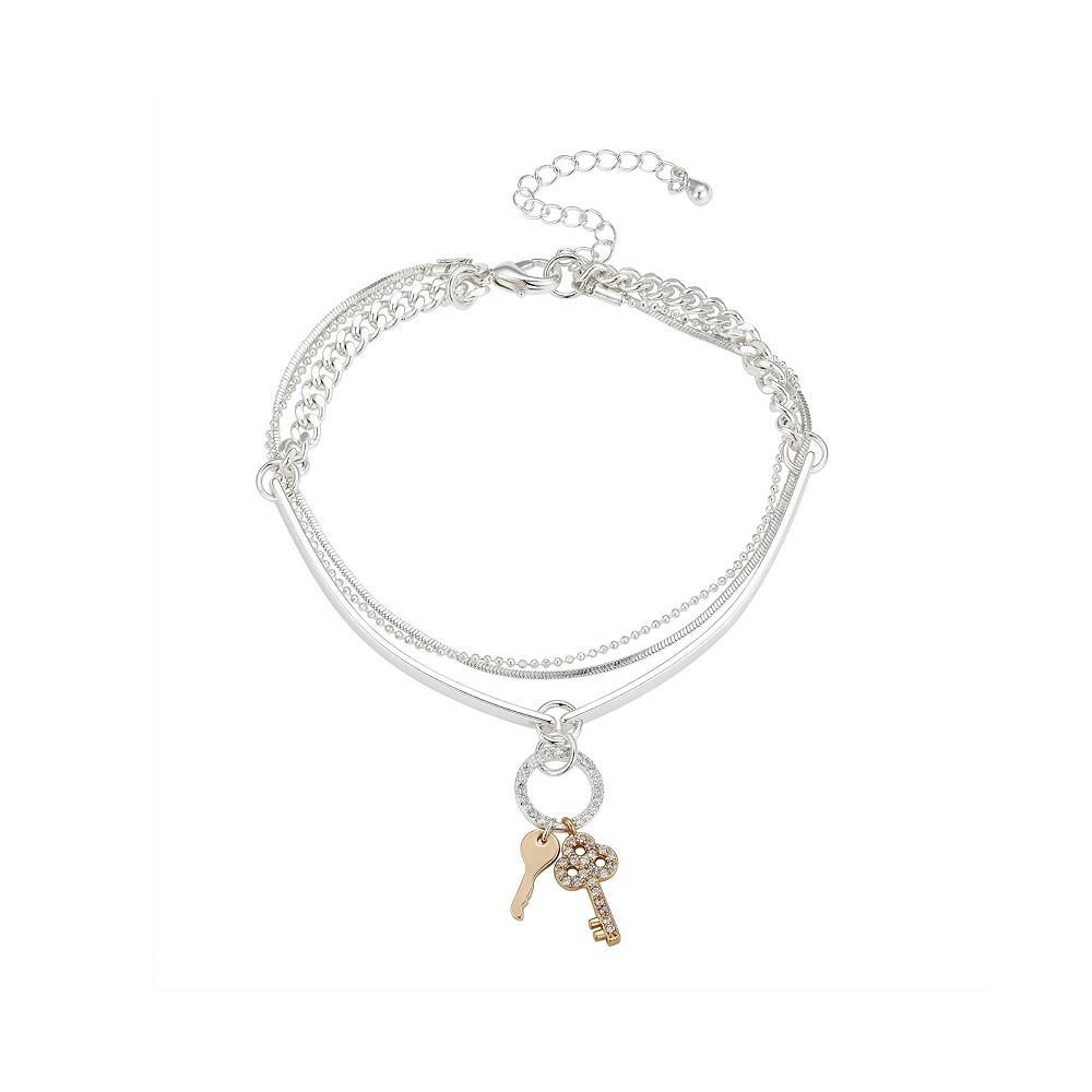 商品Unwritten|Two-Tone Crystal Key Triple Strand Bracelet,价格¥143,第1张图片
