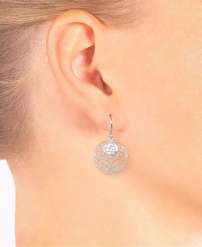 商品Giani Bernini|Crystal (0.31 ct.t.w) Round Filigree Drop Earrings in Sterling Silver,价格¥211,第2张图片详细描述