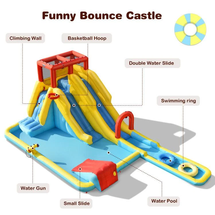商品Hivvago|7-in-1 Inflatable Dual Slide Water Park Bounce House With 680W Blower,价格¥6228,第5张图片详细描述
