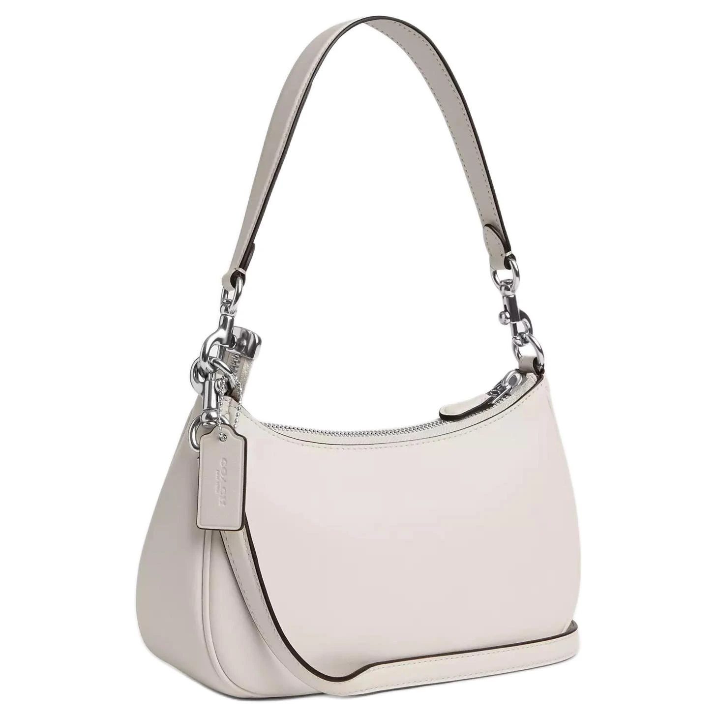 商品[国内直发] Coach|蔻驰 Teri 24 品牌徽标拉链开合 光滑皮革 斜挎手提单肩包 中号 女款 白垩色,价格¥1154,第3张图片详细描述