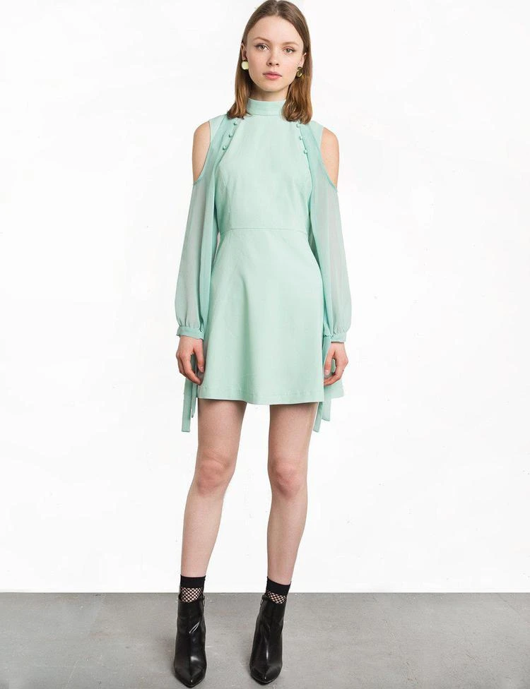 商品Pixie Market|Mint Button Cold Shoulder Dress,价格¥750,第4张图片详细描述