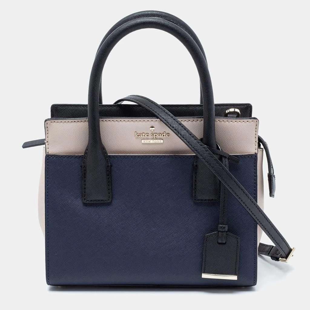 商品[二手商品] Kate Spade|Kate Spade Navy Blue/Off White Saffiano Leather Cameron Street Colorblock Tote,价格¥1168,第1张图片