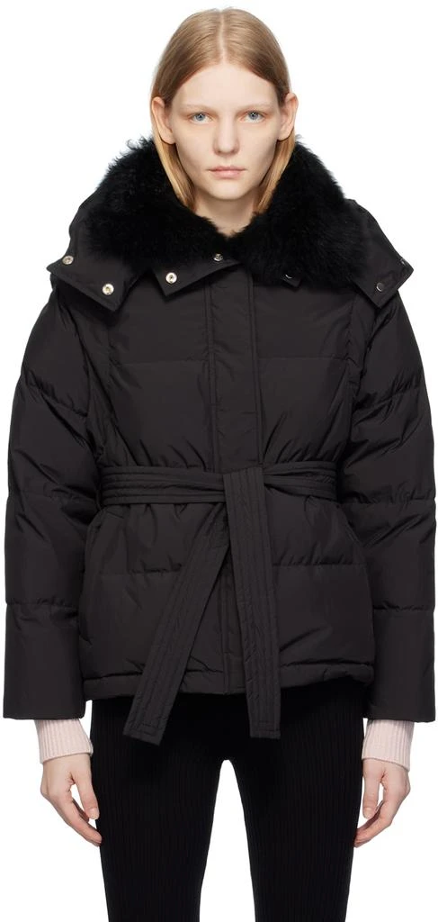 商品Yves Salomon|Black Belted Down Jacket,价格¥3313,第1张图片