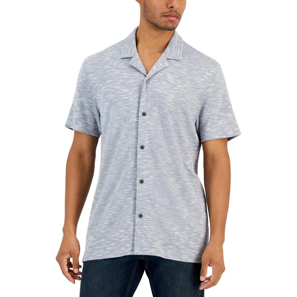 商品Alfani|Men's Slub Pique Textured Short-Sleeve Camp Collar Shirt, Created for Macy's,价格¥153,第1张图片