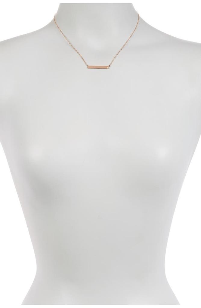 14K Rose Gold Plated Diamond Bar Pendant Necklace - 0.01 ctw商品第2张图片规格展示