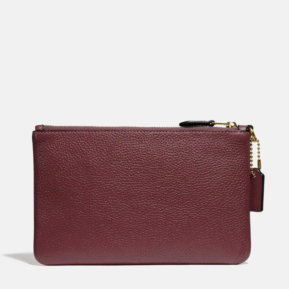 商品Coach|Coach Women's Polished Pebble Small Wristlet - Wine,价格¥529,第3张图片详细描述