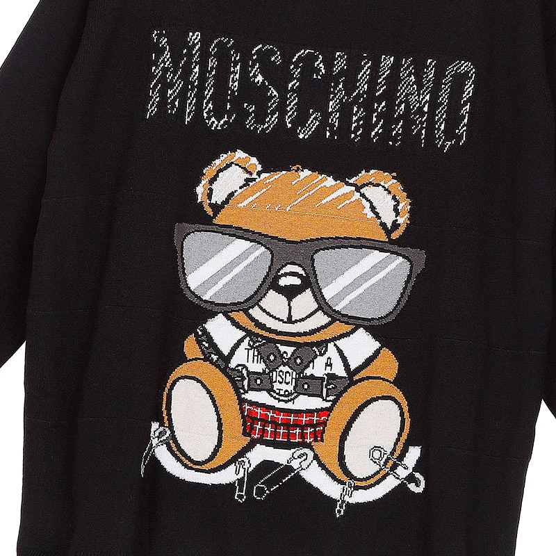 MOSCHINO/莫斯奇诺 女士棉质黑色泰迪熊长袖针织套衫 09305501 A1555 XS（清仓特价） 商品