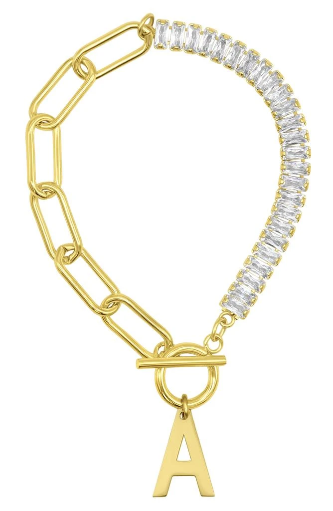 商品ADORNIA|Crystal & Paper Clip Chain Initial Bracelet,价格¥146,第1张图片