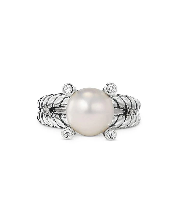 商品David Yurman|Sterling Silver Cable Collectables Cultured Freshwater Pearl & Pavé Diamond Rings,价格¥5606,第4张图片详细描述