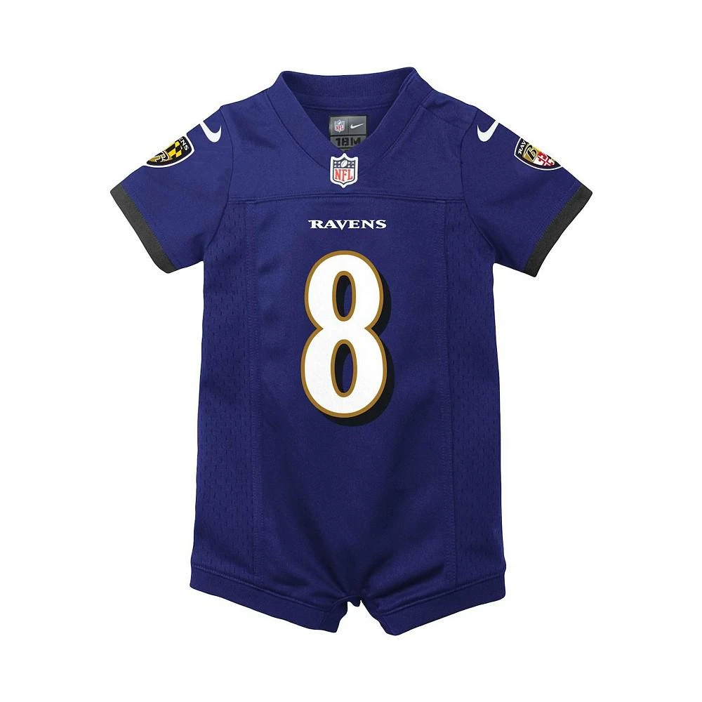 商品NIKE|Boys and Girls Newborn and Infant Lamar Jackson Purple Baltimore Ravens Romper Jersey,价格¥271,第3张图片详细描述