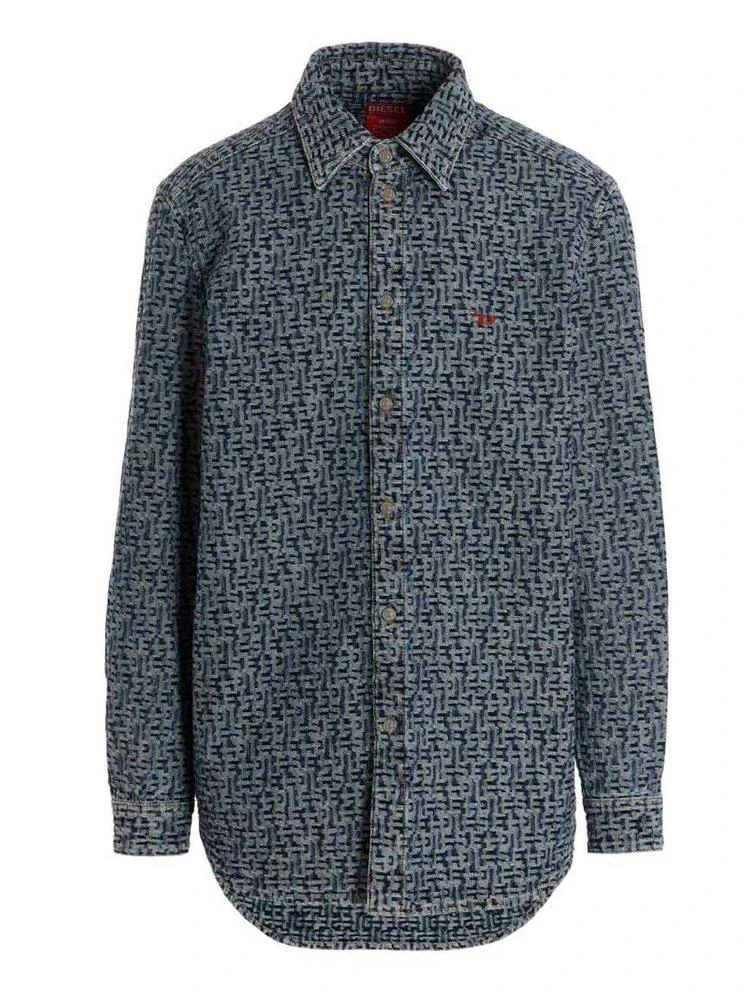 商品Diesel|Diesel Monogram-Printed Buttoned Denim Shirt,价格¥1429,第1张图片