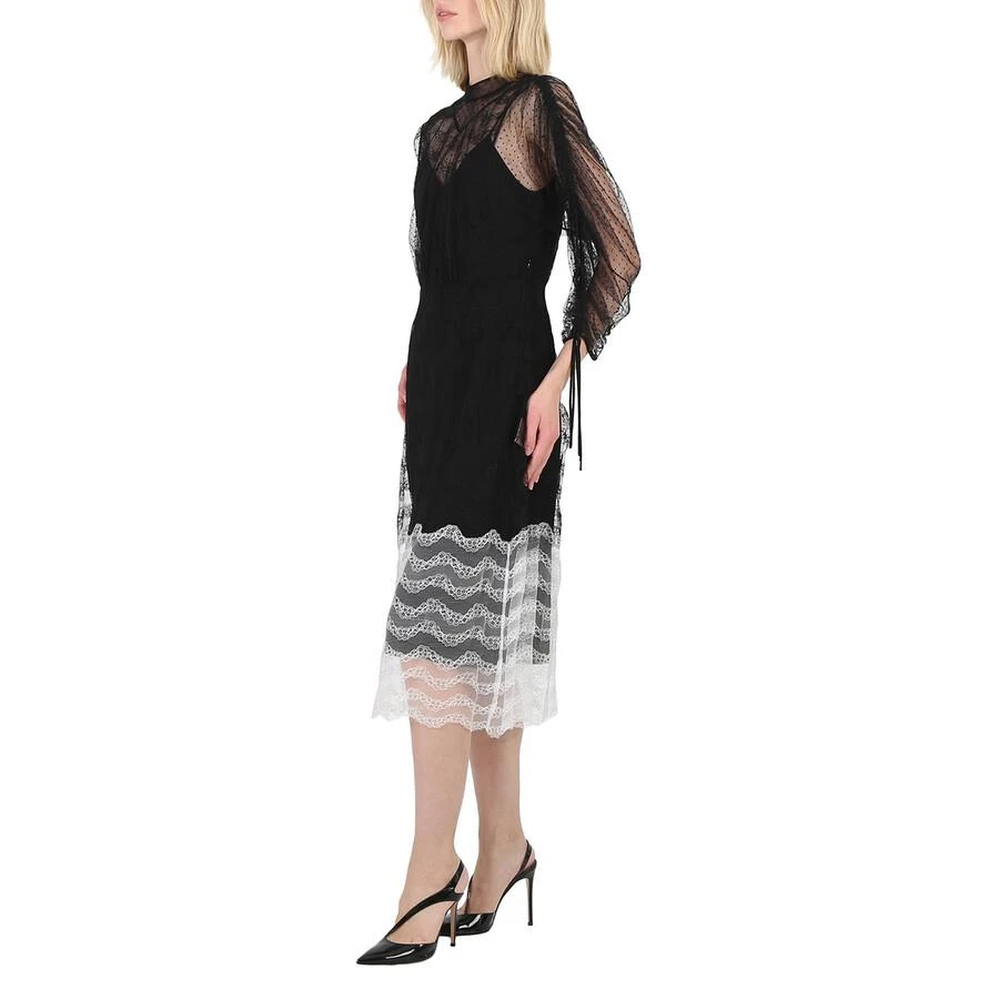 商品Burberry|Ladies Black Geometric Lace Dress With Gathered-sleeves,价格¥2806,第3张图片详细描述