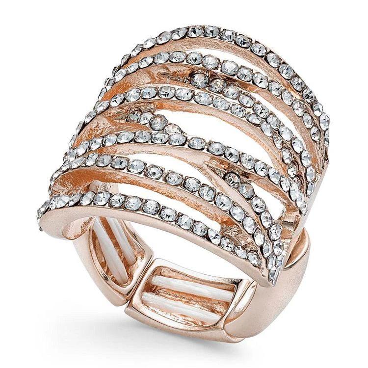 商品Thalia Sodi|Pavé Crisscross Statement Stretch Ring, Created for Macy's,价格¥55,第1张图片