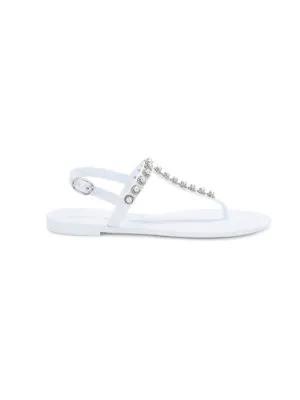 商品Stuart Weitzman|Pearl Crystal-Embellished Jelly Thong Sandals,价格¥665,第3张图片详细描述