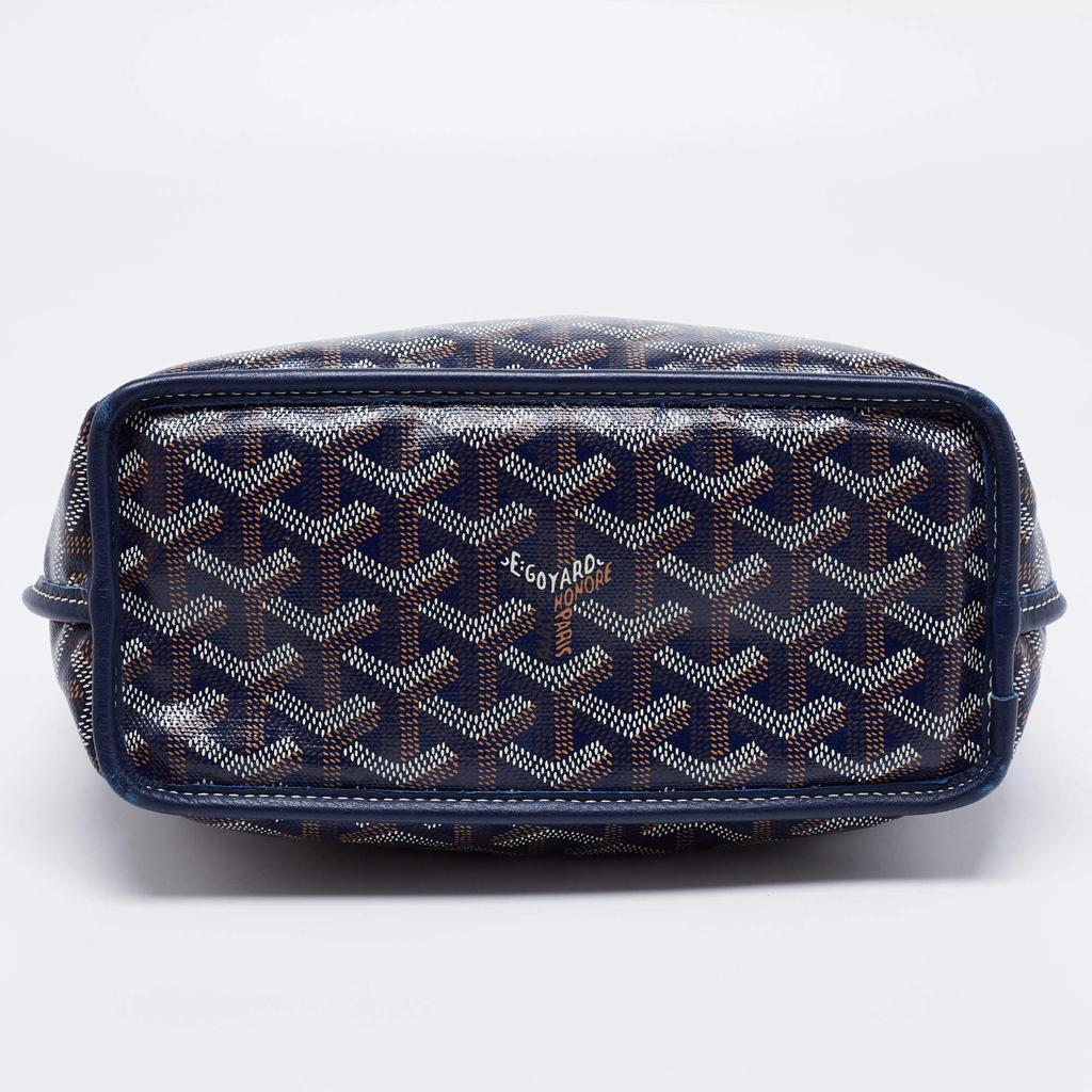 Goyard Navy Blue Goyardine Coated Canvas and Leather Mini Anjou Tote商品第6张图片规格展示