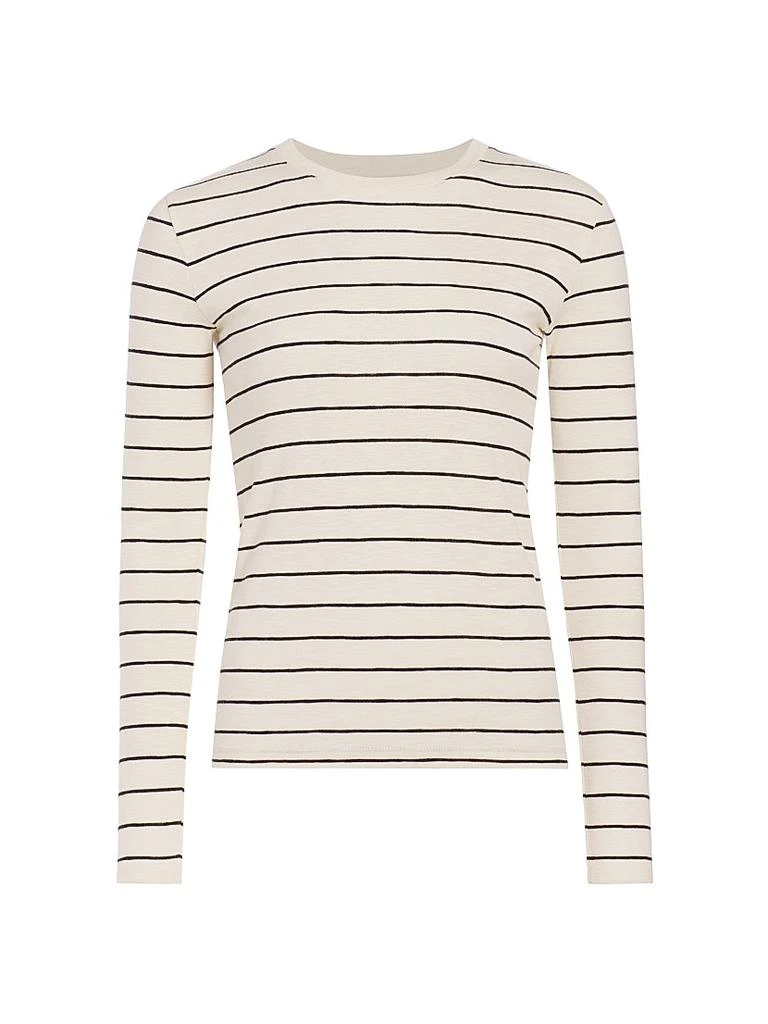 商品Vince|Striped Cotton-Blend Crewneck Long-Sleeve T-Shirt,价格¥1083,第1张图片