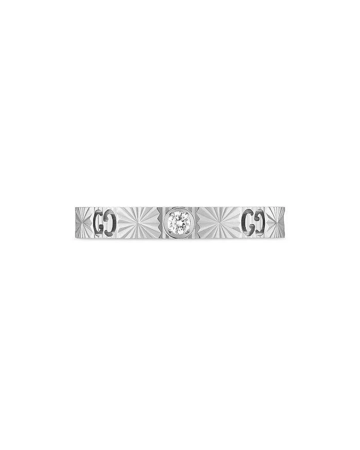 商品Gucci|18K White Gold Icon Diamond Pavé, Heart & Double G Band Ring,价格¥12541,第1张图片详细描述