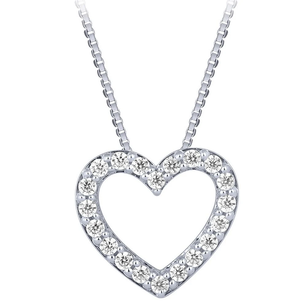 商品Macy's|Diamond Heart Pendant Necklace (1/2 ct. t.w.) in 14k White Gold, 16" + 2" extender,价格¥4519,第4张图片详细描述