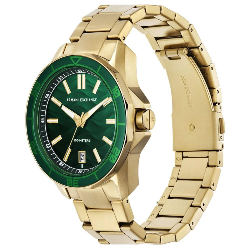 商品Armani Exchange|Men's Quartz Three Hand Date Gold-tone Stainless Steel Watch 44mm,价格¥1620,第4张图片详细描述