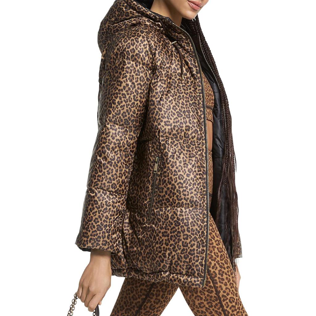 MICHAEL Michael Kors Womens Cheetah Reversible Puffer Jacket商品第1张图片规格展示