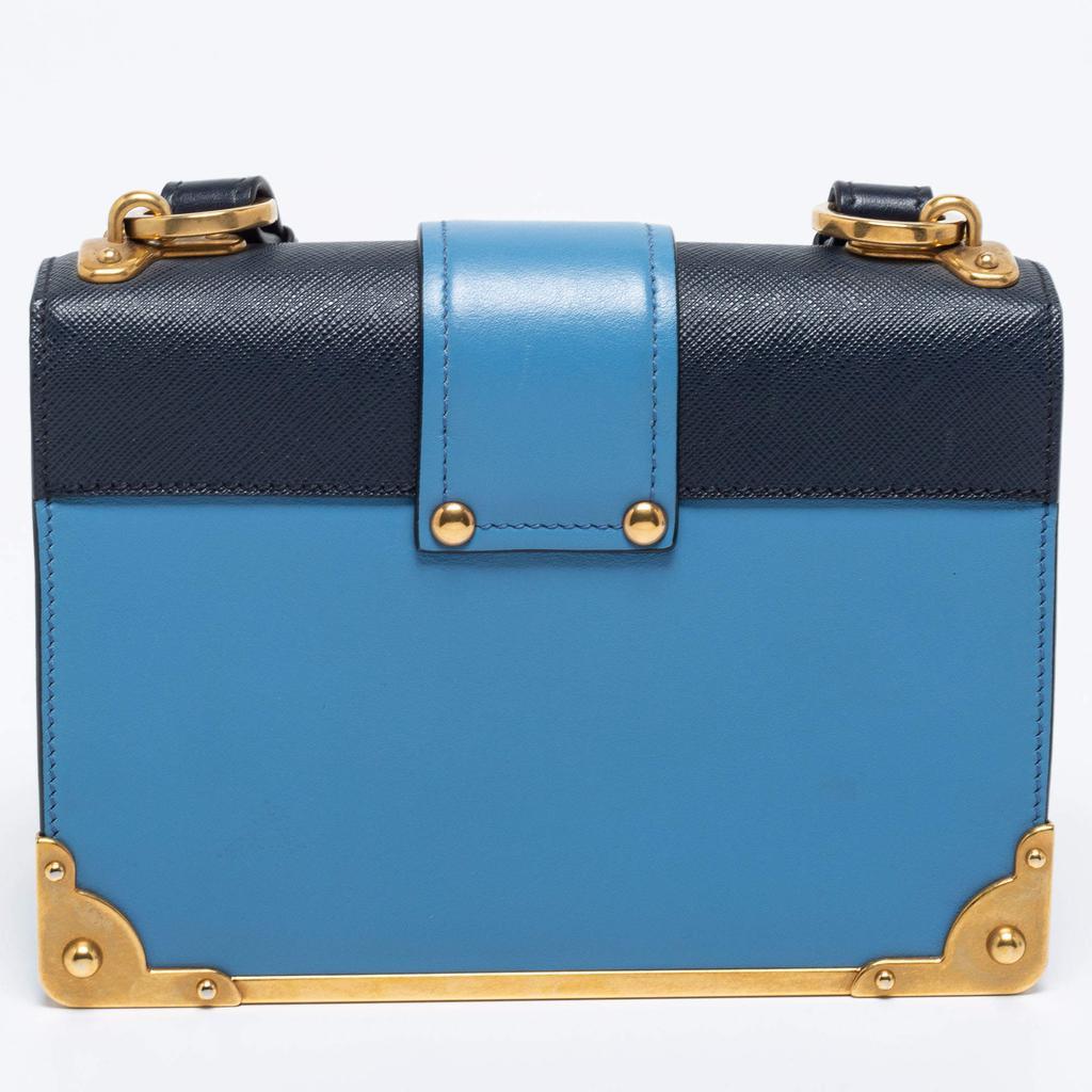 商品[二手商品] Prada|Prada Two Tone Blue Saffiano Leather Cahier Shoulder Bag,价格¥13159,第6张图片详细描述