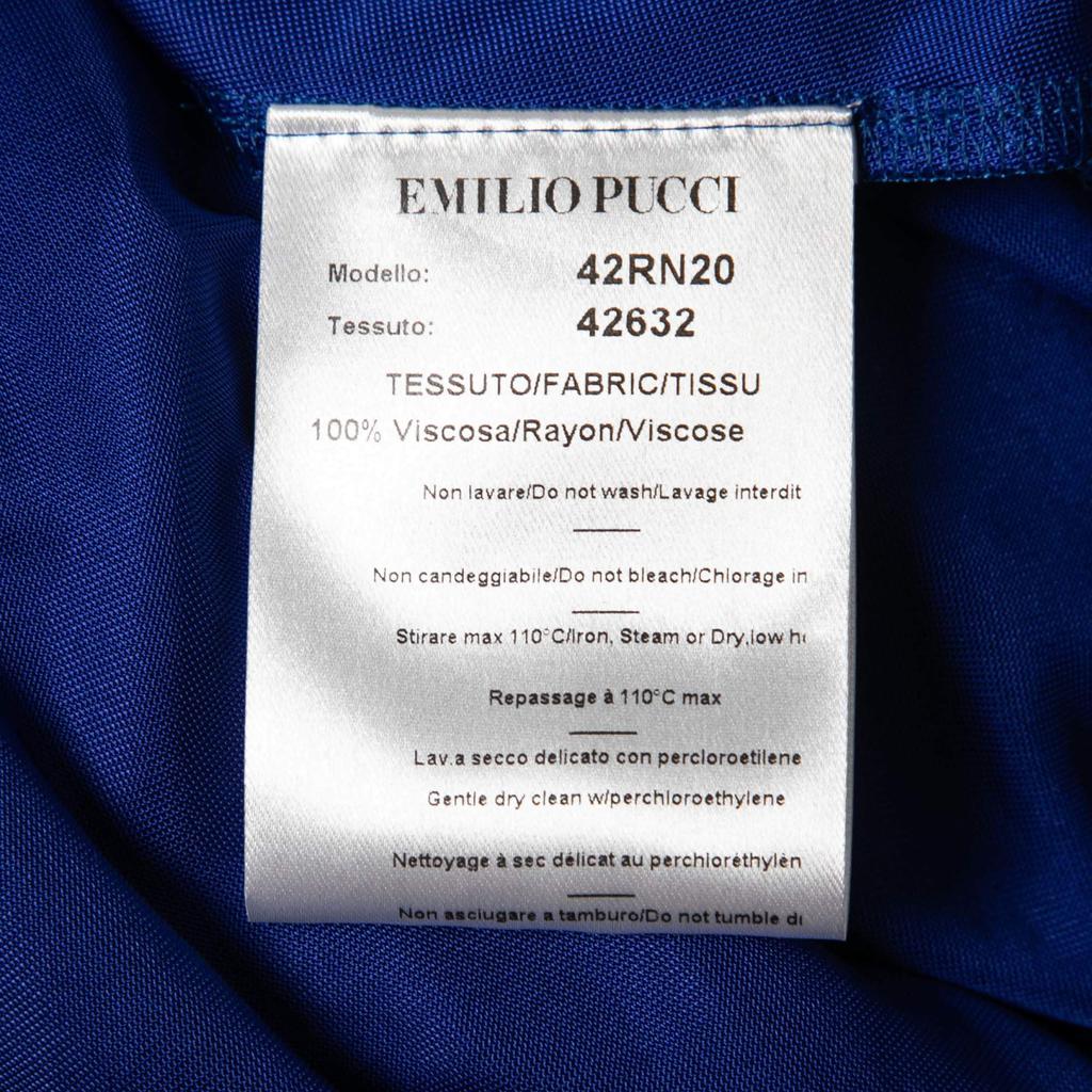 Emilio Pucci Blue Jersey Wrap Effect Pleated Blouse M商品第7张图片规格展示