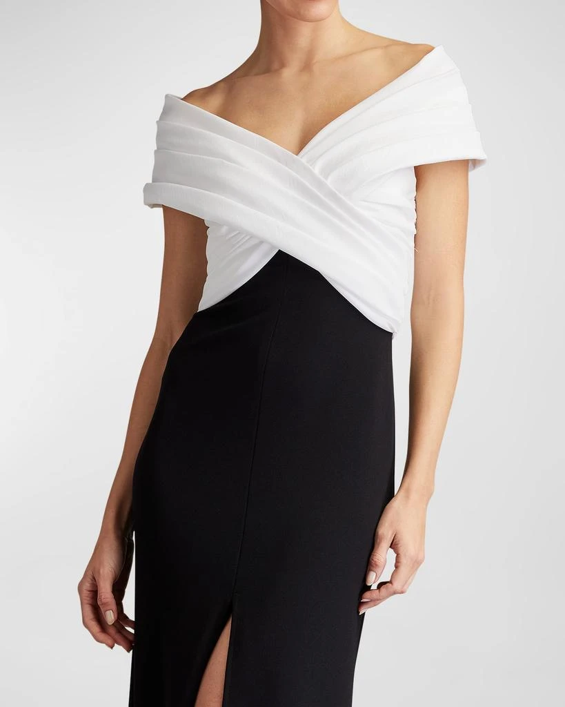 商品Tadashi Shoji|Pleated Two-Tone Off-Shoulder Gown,价格¥1783,第5张图片详细描述