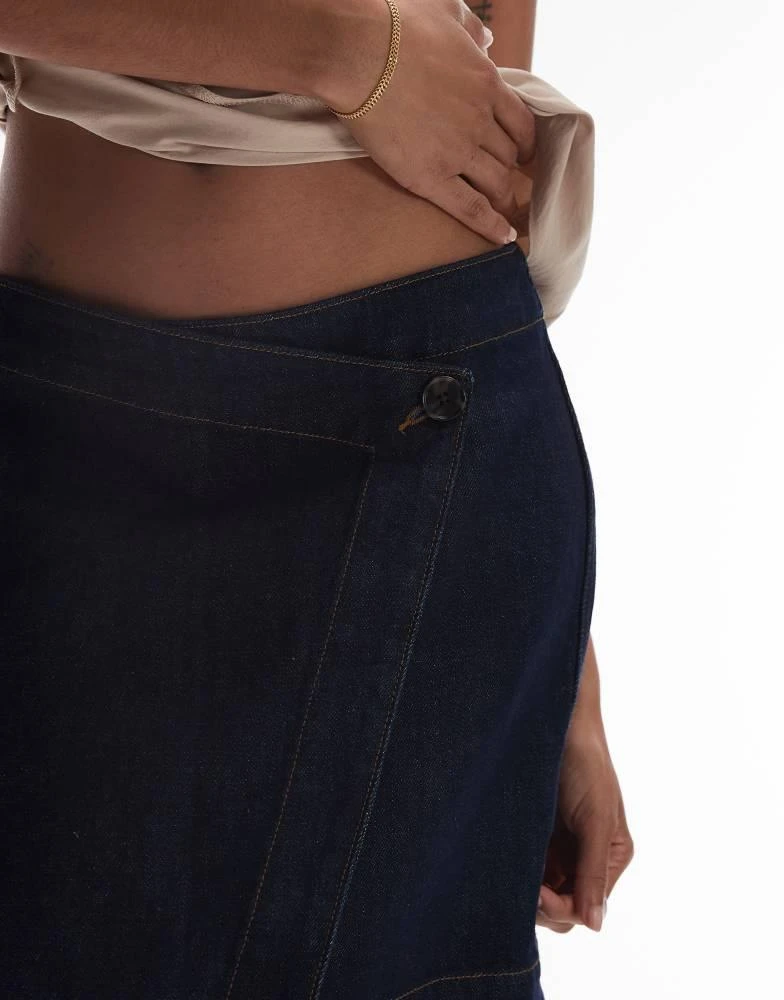 商品ARKET|ARKET wrap detail denim mini skirt in dark wash blue,价格¥686,第4张图片详细描述