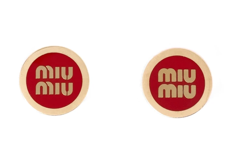 商品[国内直发] Miu Miu|缪缪 品牌徽标 金属 耳钉 女款 红色,价格¥3979,第1张图片