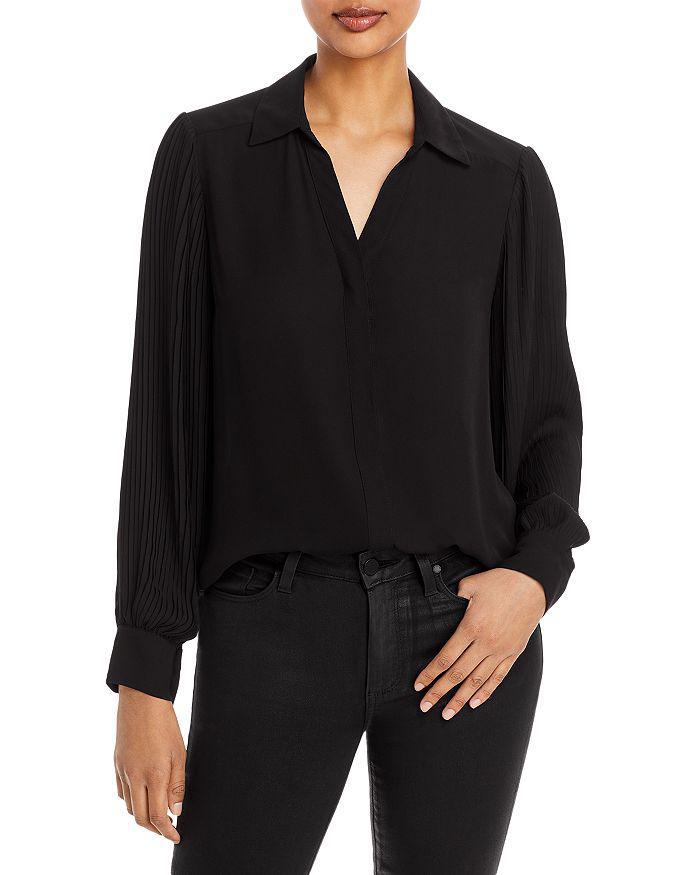 商品Tahari|Pleated Sleeve Georgette Blouse,价格¥411,第1张图片