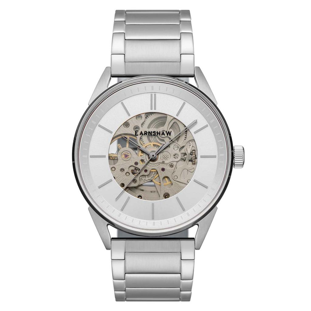 Thomas Earnshaw Men's ES-8218-44 Bayshore Skeleton 42mm Silver Dial Steel Watch商品第1张图片规格展示