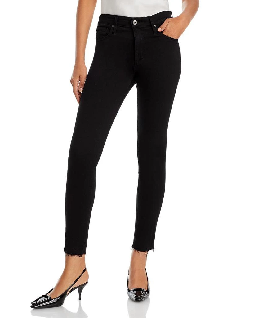 商品AG|Farrah High Rise Raw Hem Ankle Skinny Jeans in Black Ink,价格¥433,第1张图片