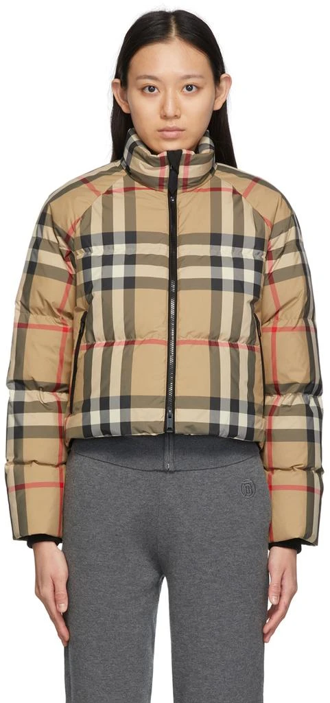 商品Burberry|Beige Down Vintage Check Jacket,价格¥13413,第1张图片