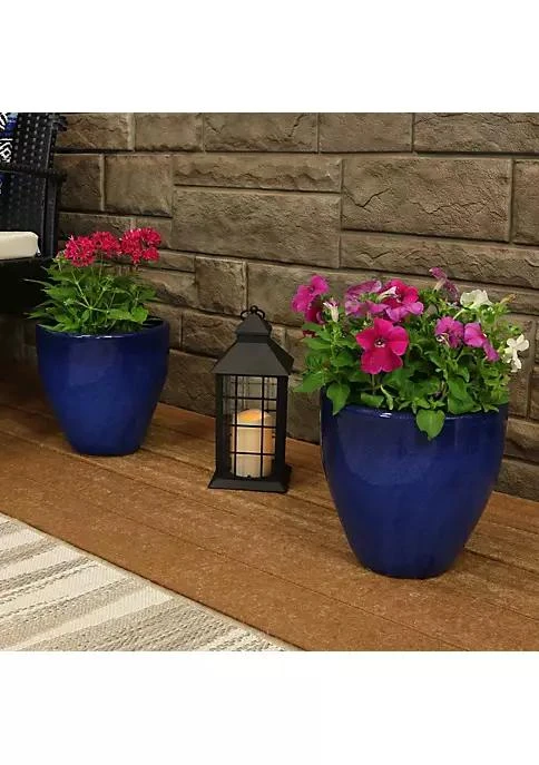 商品belk|Decor 10 In Resort Glazed Ceramic Planter   Imperial Blue   Set Of 2,价格¥1040,第1张图片