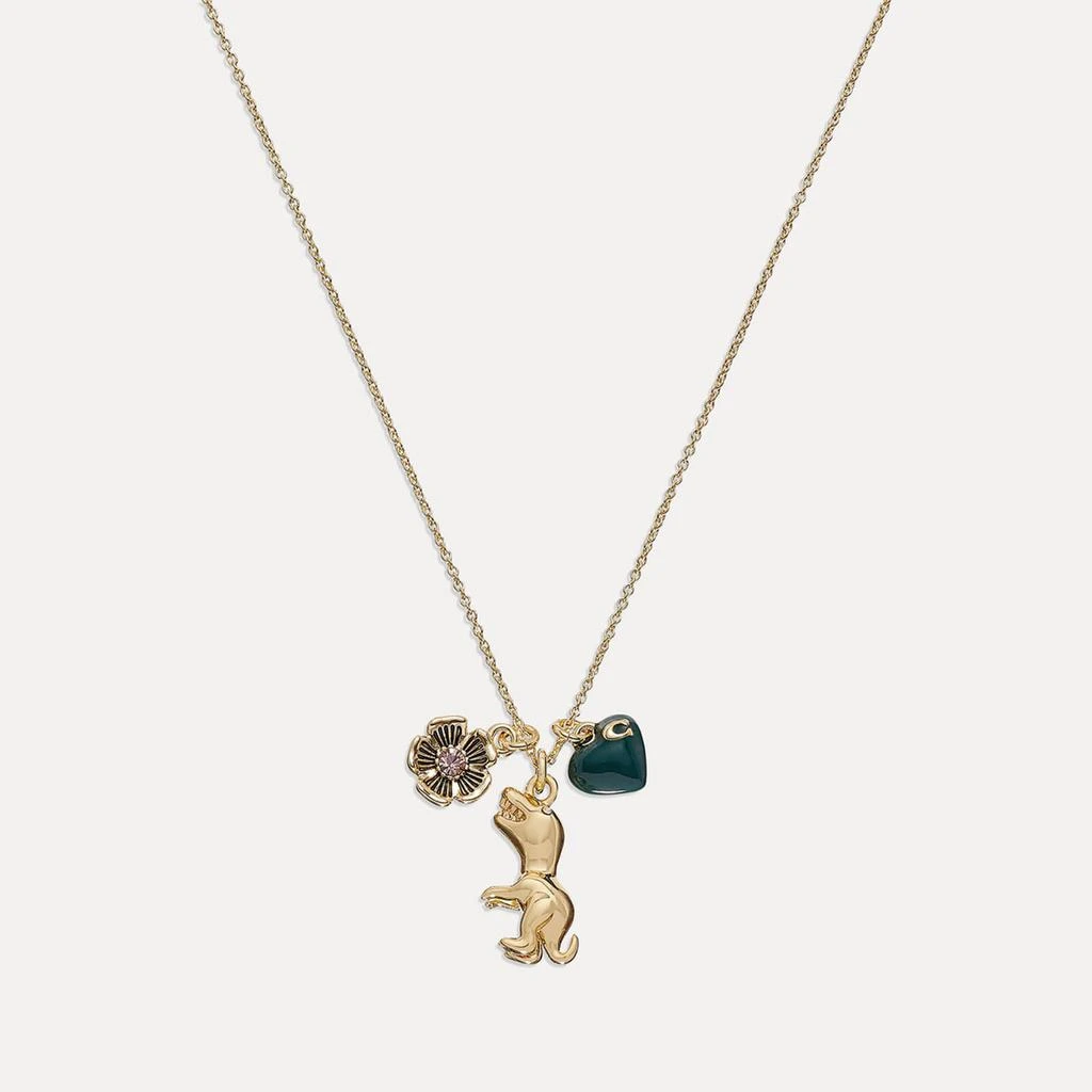 商品Coach|Coach Women's Rexy Heart Charm Pendant Necklace - Gold/Green,价格¥479,第1张图片